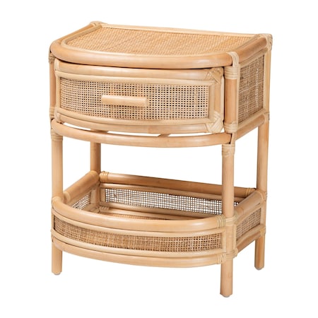 Bali & Pari Divitia Bohemian Natural Rattan 1-Drawer Nightstand 244-13672-ZORO